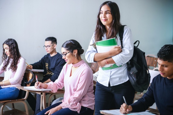 MBA students attend class. 